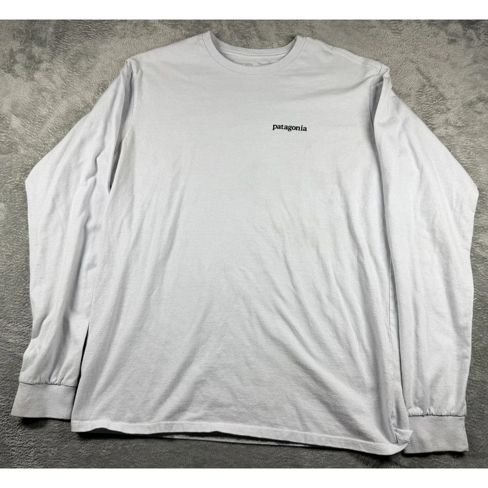 Patagonia Responsibili-Tee Mens S Gray Long Sleeve Line Logo Ridge Shirt